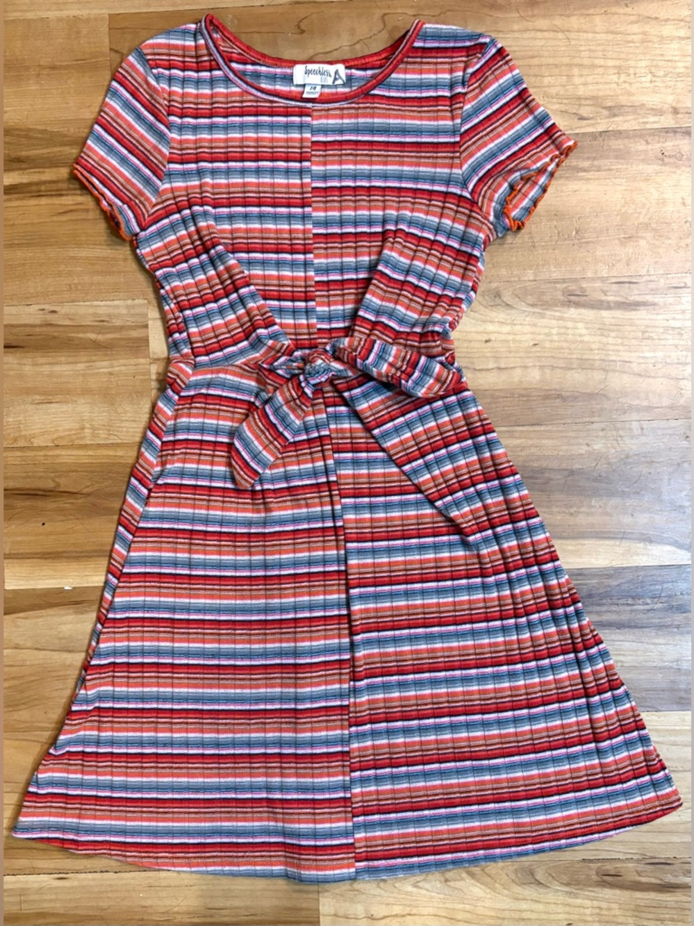 Speechless Kids Retro Striped Fit and Flare Front Tie A Line Dress